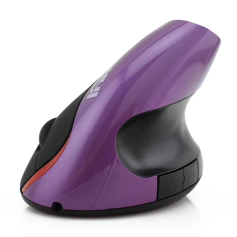 Беспроводная вертикальная игровая мышь эргономичная 1600 dpi оптическая перезаряжаемая USB мышь с подставкой для запястья коврик для мыши для PC Gamer - Цвет: Purple only mouse