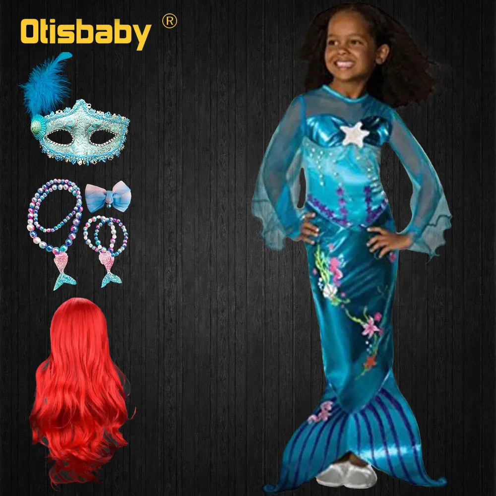 

Fancy Halloween The Little Mermaid Costume Girl Birthday Princess Ariel Dress Fairy Frock for Girls Christmas Carnival Costume