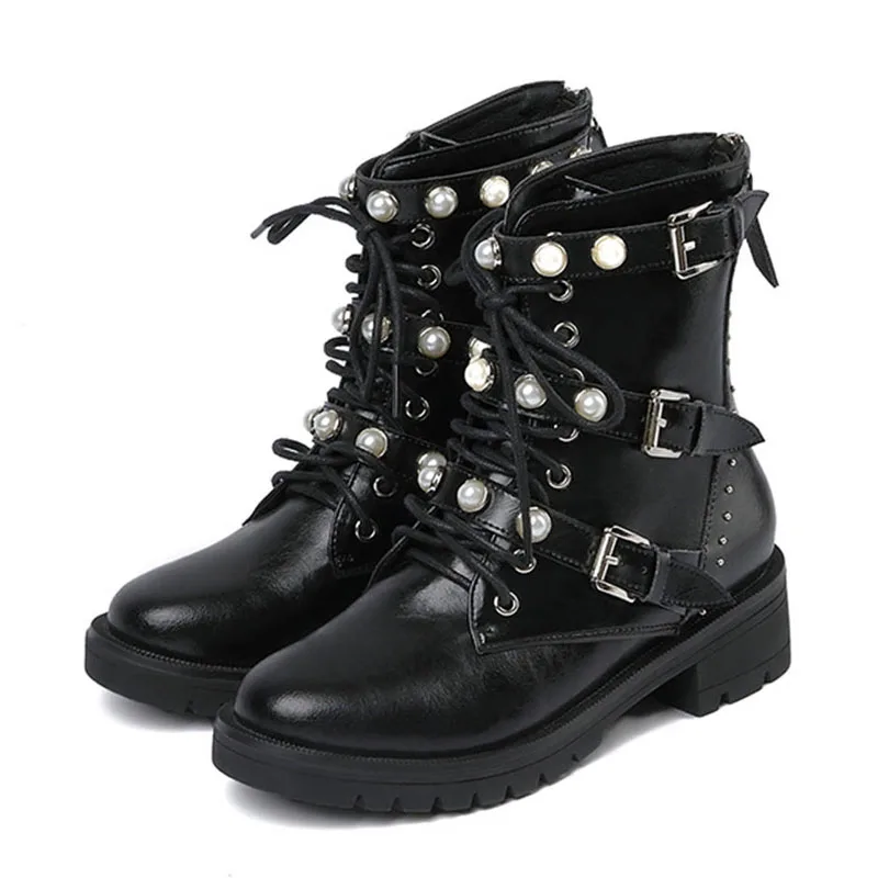 Doratasia-Lazer-Martin-Botas-Botas-de-Couro-Genu-no-Mulher-P-rola-Sapatos-Casuais-3-Fivelas
