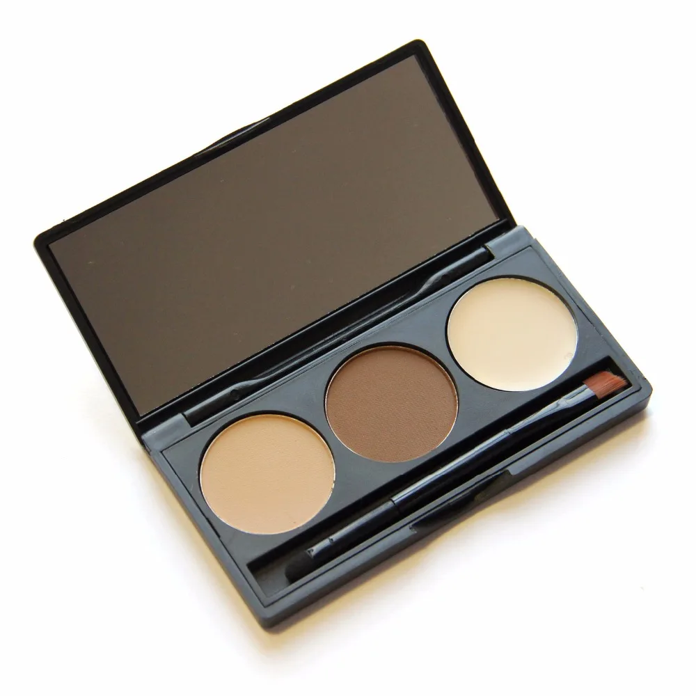 

No logo Makeup Palette 3 Colors Eye Brow Eyebrow Powder Palette Waterproof Eyes MakeUp Eye Brow Set with Brush Mirror