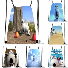 Custom Bernard Bear Drawstring Backpack Bag Cute Daypack Kids Satchel (Black Back) 31x40cm#180531-03-01