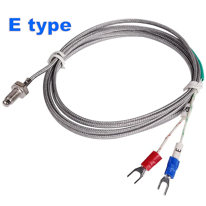 

M6 Screw Bolt Head Probe Thermocouple E Type Temperature Sensor 2M Cable for Industrial Temperature Controller