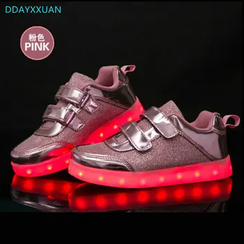

Kids Luminous Shoes 2018 nEW Brand Spring USB Charger Led Glowing Sneakers For Boys Girls Light Children Casual Walking Shoes