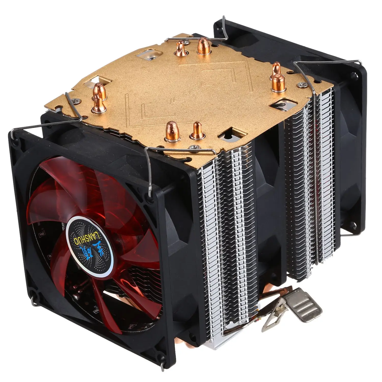 LANSHUO Чистая медь 4 тепловая труба для 775 1155 1366 Intel/AMD Многоплатформенный процессор радиатор 3 провода со светом три вентилятора (черный +