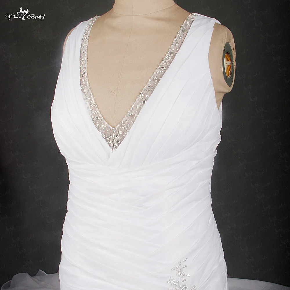RSW824 Yiaibridal настоящая работа фотографии лучшие пышные нигерийские складки v-образный вырез органза Vestido De Noiva Плюс Размер
