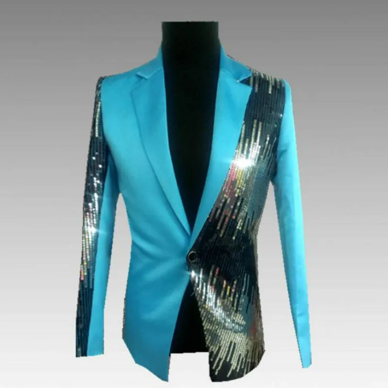 

European and American style men's suits pink gradient sequins Slim new studio photo ceremonies hosted suit jacket