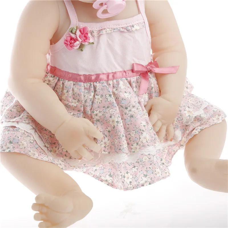 SanyDoll 22 дюйма 57 см силиконовые куклы reborn, реалистичные куклы reborn красивые розовые подтяжки юбка