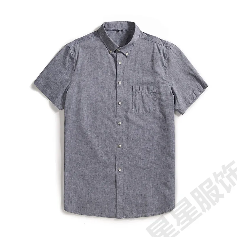 Плюс 8XL 6XL 5XL 4XL Чистый хлопок однотонный полосатый Добби отложной воротник короткий рукав не железные Летние удобные мужские официальные рубашки