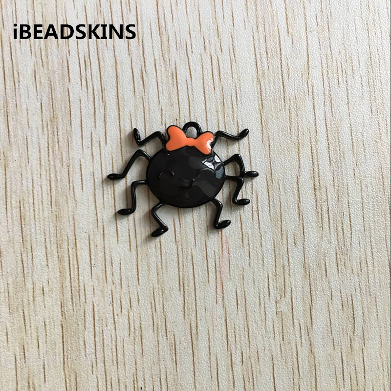 

41x30mm 10pcs/lot Electrophoresis black zinc alloy enamel spider Pendant for Jewelry Necklace