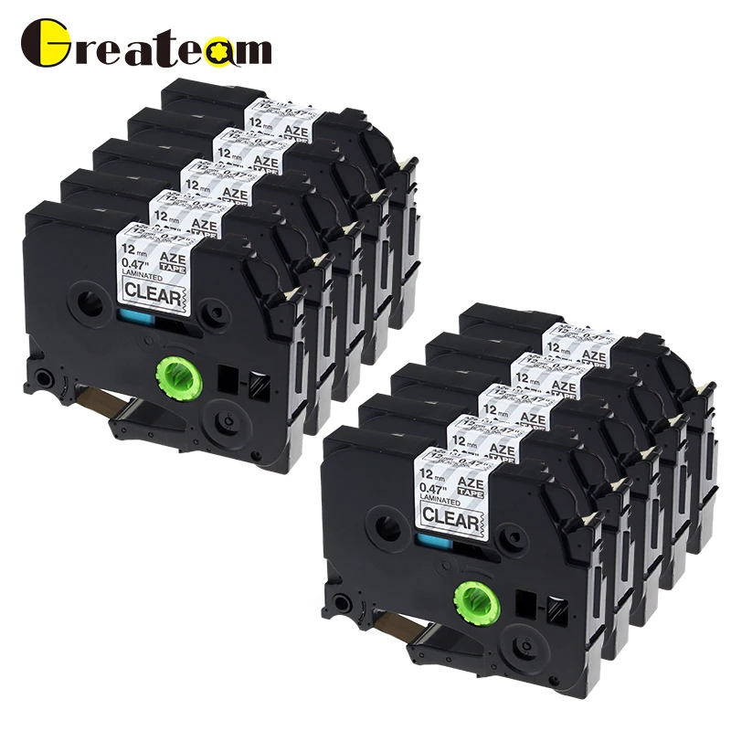 Greateam 10 шт./партия TZe-131 совместимый с Brother P-Touch TZ131 TZe131 черный на прозрачном этикетке ленты для PT-9700 принтер этикеток 12 мм