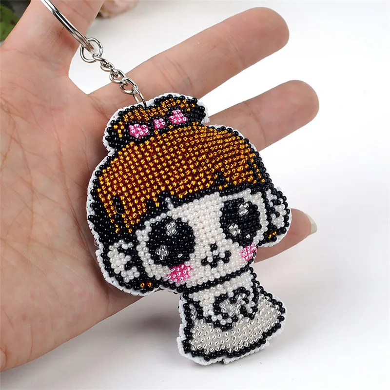 

SMX038 DIY Needlework Beaded Craft Bead Cross Stitch Set Key Chain Stamped Needlework Embroidery Printed Cross-Stitching Kit