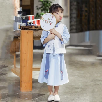 

Chinese Dress Traditional Fairy Princess Dress Guzheng Performance Costume Hanfu Tang Chao Girls Clothing Kids Hanfu DQS1435