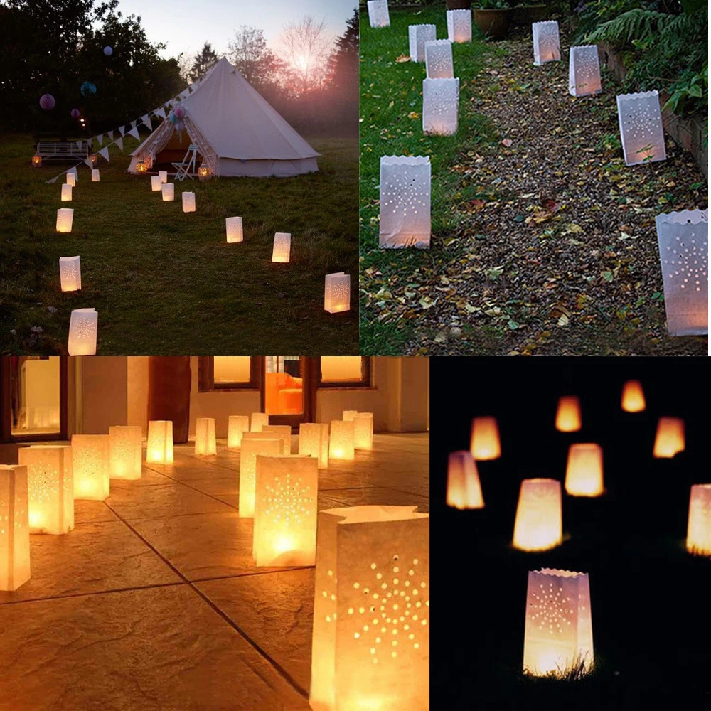 

10pcs Festival Lantern Heart Tea light Holder Luminaria Paper Lantern Candle Bag for Wedding Party Home Decoration Supplies