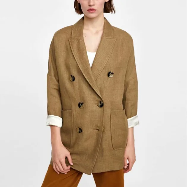 

Fashion women A0726T1 long in Europe and the United States fall 2018 new double-breasted jackets # 1407
