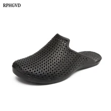 Мужская Летняя обувь с дырками; Новинка года; пляжная обувь с мягкой подошвой; Baotou; шлепанцы; мужская летняя модная одежда; большие размеры; тапочки для мужчин