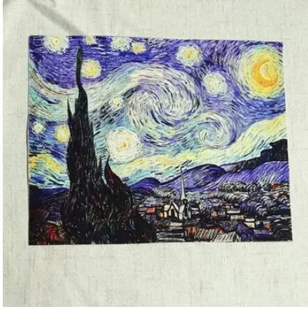 ZENGIA Ван Гог картина маслом на ткани для пошива Отделка: пэтчворк; Хлопок; тканевые туфли «звездное небо» Сенна Река 20X25 см tissus \ coton - Цвет: H3-11