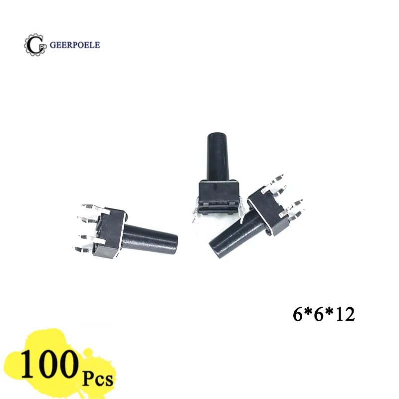 100 Pcs Electrical Tactile Push Button Micro Tact Switches 4-Pin DC 12V