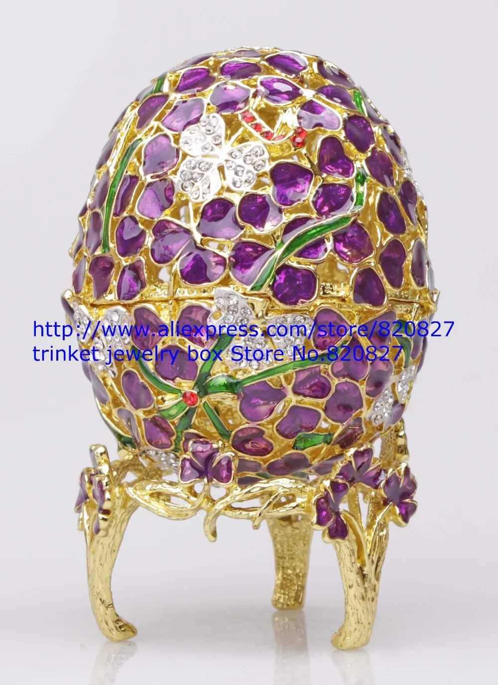 Faberge Egg Box Platinum Colored Czech Crystals, Silver with Stand Figurine Trinket Pill Jewelry Box Floral Flowers Trinket Egg