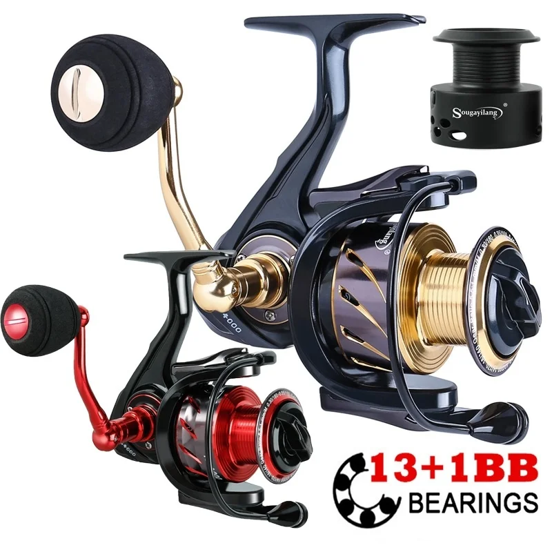 Sougayilang Fishing Reel 13 +1BB X-Ship Gearing Silent Drive SVS Braking System Spinning Reels with Free Spare Spool Sougayilang Fishing Reel 13 +1BB X-Ship Gearing Silent Drive SVS Braking System Spinning Reels with Free Spare Spool