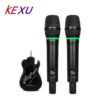 

KEXU GT200 UHF universal Wireless Microphone Handheld mic For home theater speaker live broadcasting Power Amplifier audio mixer