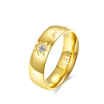

Gold Color Stainless Steel Promise Ring for Man with AAA Cubic Zircon God Is Love Statement Suitable for Wedding and Engagement
