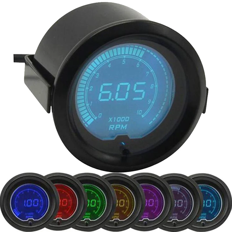 

2inch 52mm rpm meter Tachometer Boost Water temp Oil temp Volt Oil pressure Gauge LCD Digital 7 Color + Gauge Pods tacometro