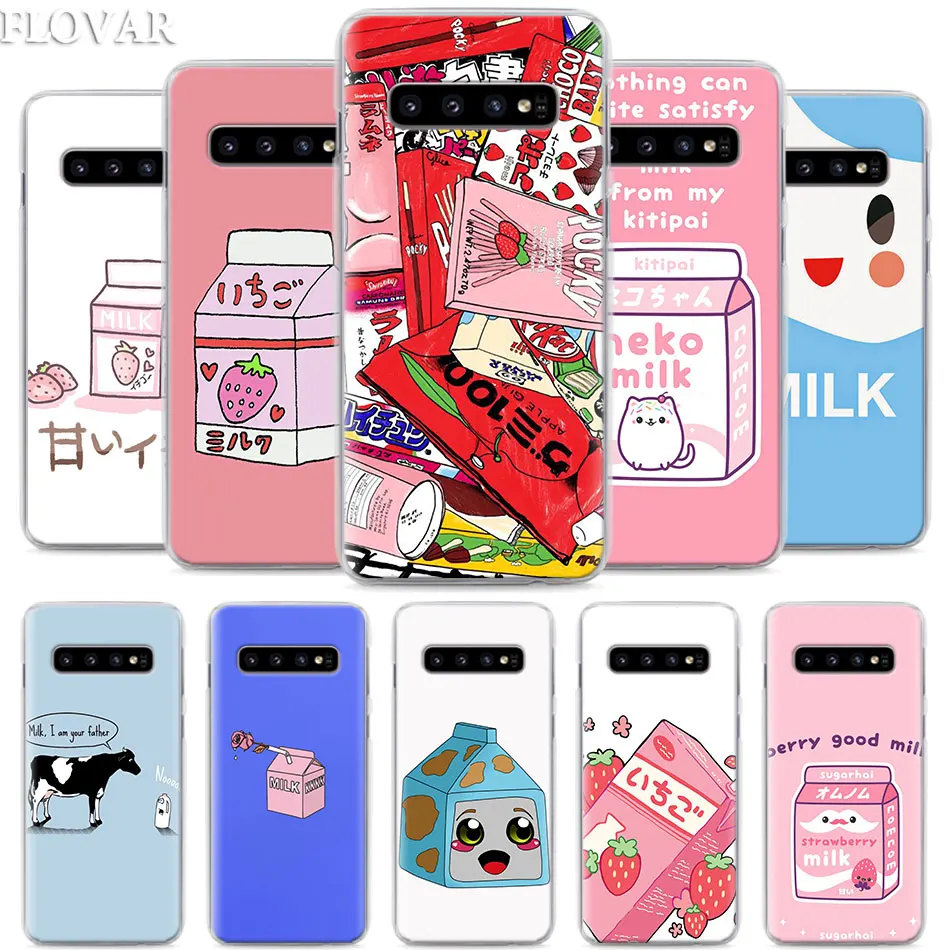 

Strawberry Milk Box Phone Case for Samsung Galaxy S10e S10 Plus S7 S8 S9 Plus Note 8 9 M10 M20 M30 Hard Case Coque