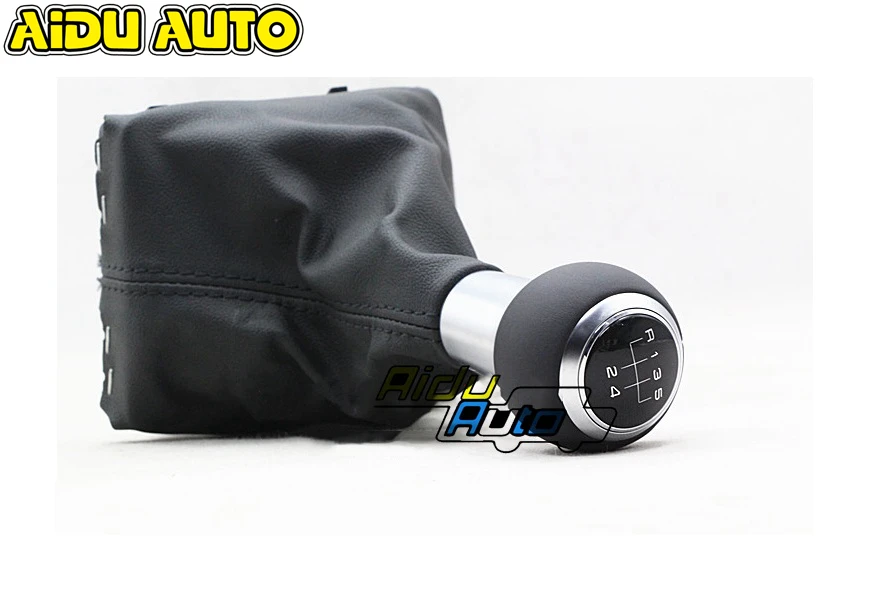 

5 Speed Shift Knob Leather Manual Transmission MT Gear Shift Knob Cover For VW Audi A1 A3