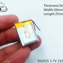 Li-Po 3,7 V литий-полимерный аккумулятор 052025 502025 210 мА/ч, MP3 MP4 MP5 gps аккумуляторная батарея