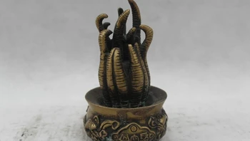 

6"Chinese Folk Pure Bronze Lucky excellent Money drawin Hand cornucopia