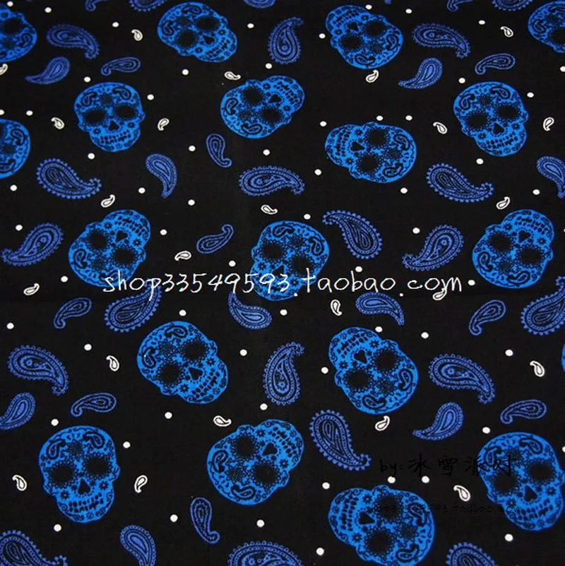 140*50cm1pc Skull Fabric Thin 100Cotton Fabric Skull Paisley Print
