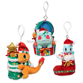 

New Anime Stuffed Animals key ring Holiday Extravaganza Charmander Bulbasaur Squirtle Plush Keychains Soft key chain Doll Toys