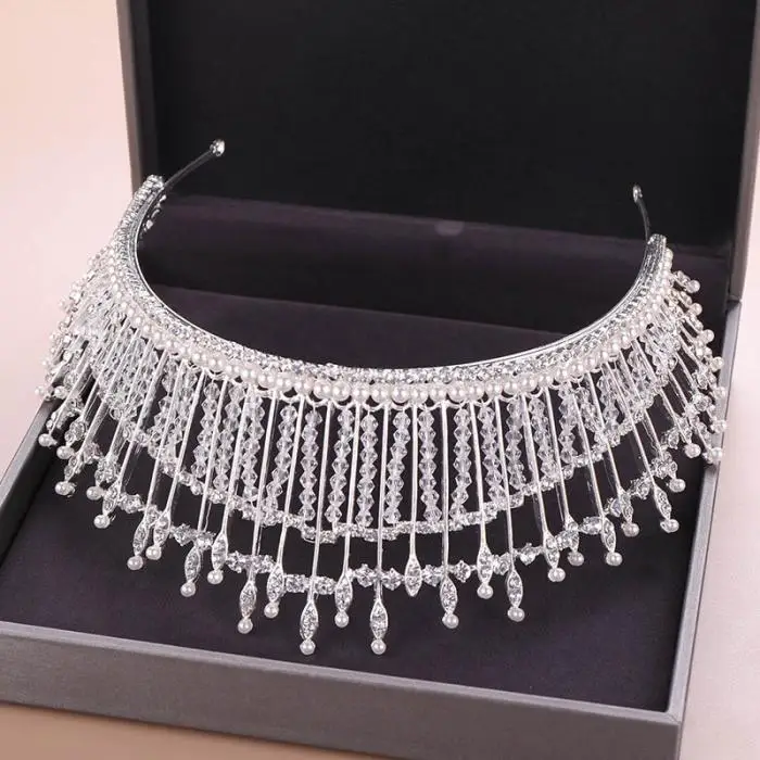 ACRDDK Серебряная корона из жемчуга и искусственных бриллиантов Tiaras de Noiva головной убор Пышные свадебные украшения для волос женские свадебные аксессуары для волос SL