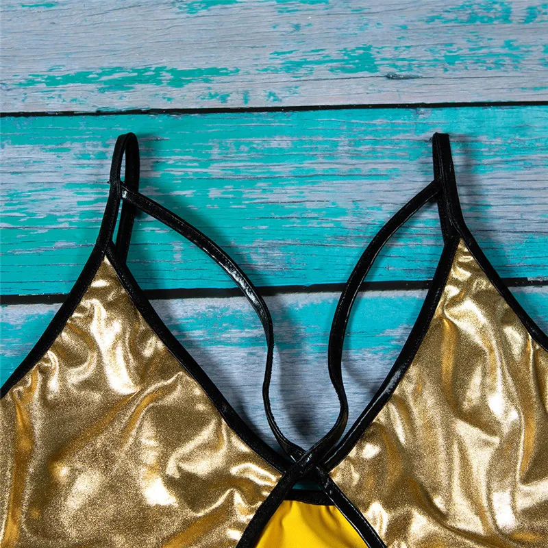 TryMeOn полое Золотое сексуальное женское белье с открытой спиной сексуальное боди облегающее нижнее белье комбинезон
