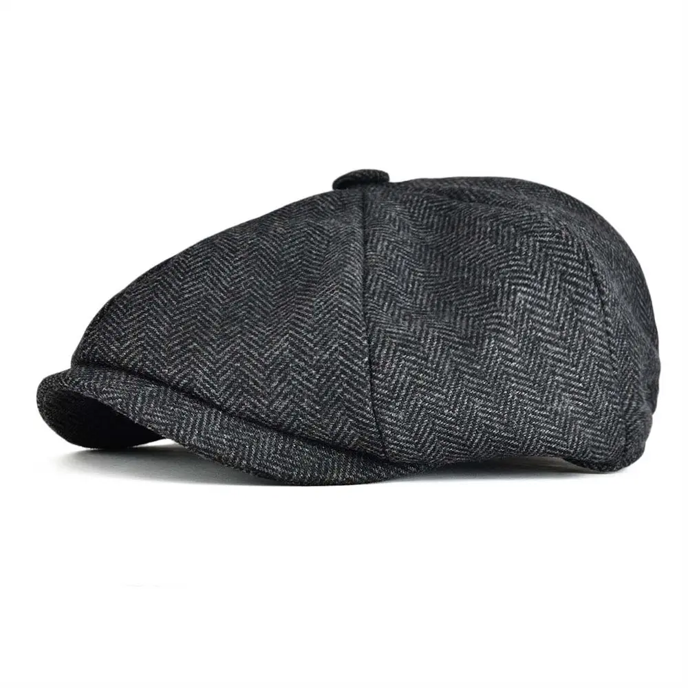 

VOBOOM Woollen Tweed Newsboy Cap Men Women Herringbone Mens Hat Wool Blend Apple Caps Eight Panel Cabbie Hats 131