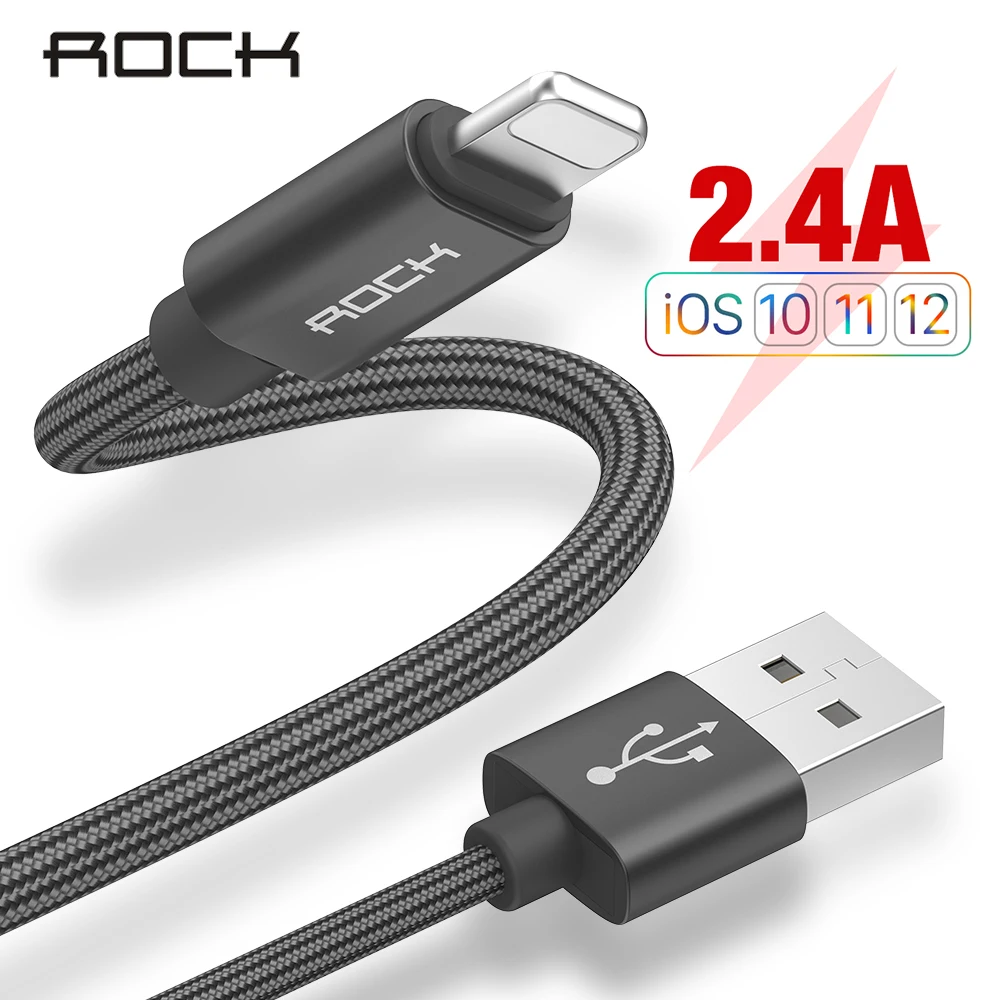 ROCK USB кабель для iPhone X 8 7 6 6S Plus 5 5S SE быстрое зарядное Освещение кабель для синхронизации данных кабель для мобильного телефона