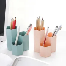 Kreative Frische Hexagonal Bleistift Halter Desktop Storage Box Pinsel Fall Display Schmuck Regal Büro Make-Up Organizer Werkzeuge(China)