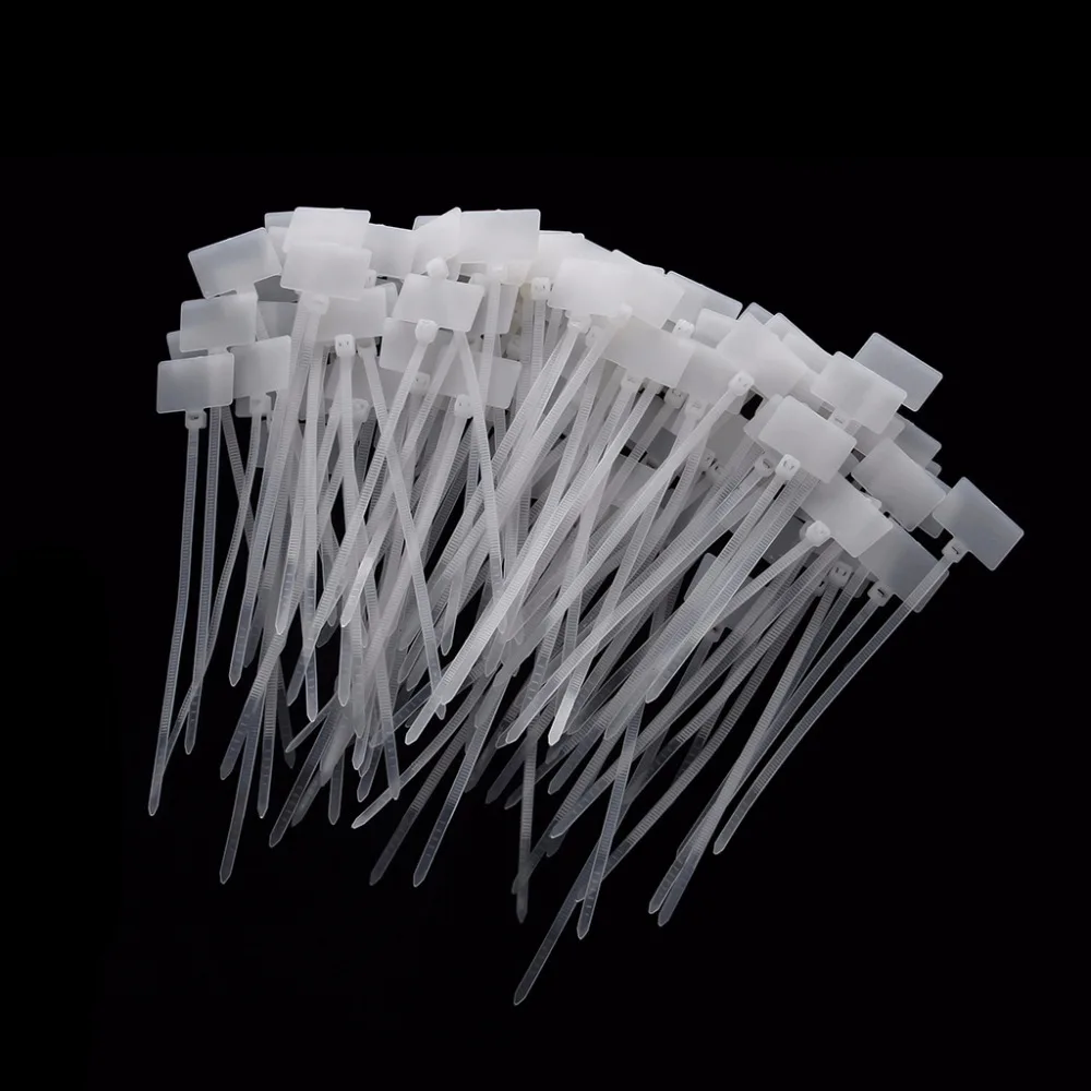 

100 Pcs White Plastic Nylon Mark Tags Label Sticker Cable Zip Ties 2x11cm G07 Great Value April 4