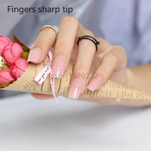 24pcs Hot sell Long section Square head candy false nails decoration Transparent pink D03