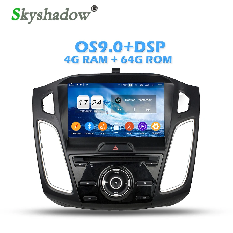 Sale IPS DSP Android 9.0 4GB  64GB memory 8Core Car DVD Player Wifi 4G Bluetooth 4.2 RDS RADIO GPS Map For Ford Focus 2015- 2017 2018 0