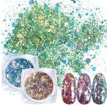 1 шт голографический блестящий для ногтей порошок сломанные Блестки Тонкий хлопья гвоздь блестка блестящий гель лак Маникюр украшения SAXKP01-12