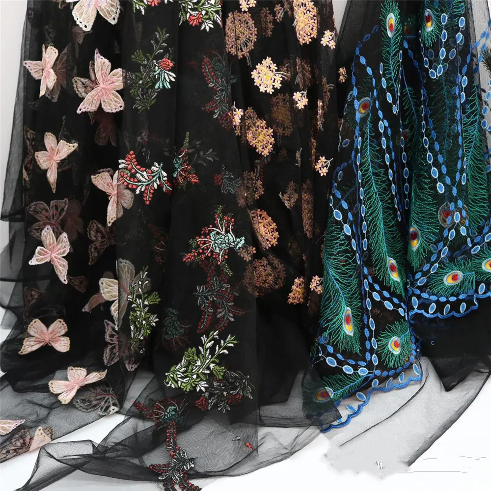 

PanlongHome 1 Meter/lot High-end Net Yarn 3D Embroidery Fabric Dress Cloth DIY Accessories