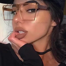 Новинка года, Квадратные прозрачные очки, модные брендовые дизайнерские солнцезащитные очки для мужчин и женщин, зеркальные солнцезащитные очки, женские плоские очки, размер d