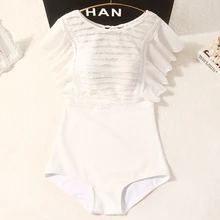 Сексуальный женский ретро купальник с круглым вырезом, белый, цельный, с оборками, с открытой спиной, пуш-ап, мягкий, с высокой талией, купальник для женщин