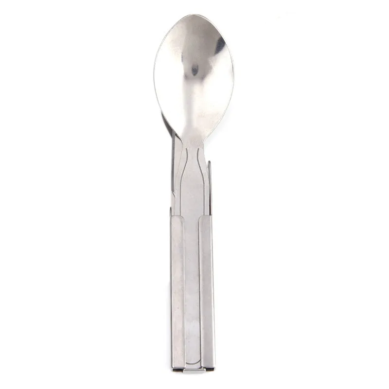4 unids/set portátil Vajilla picnic al aire libre Utensilios set cuchara de acero inoxidable Tenedores cuchillo Vajilla camping viajar cubertería