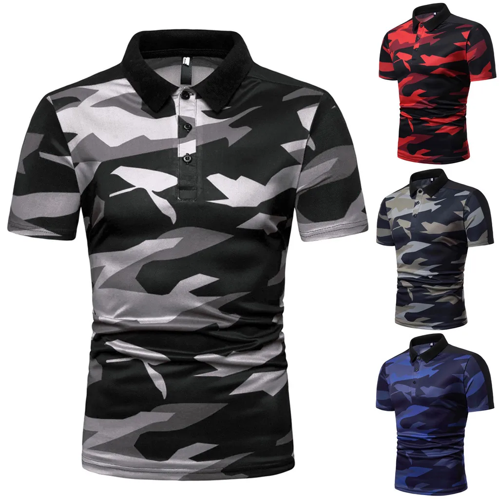 

Fashion Brand Mens Shirt Blouse Short Sleeve Stripe Camouflage Large Size Casual Shirt Top Blouse Male camisas de hombre 2019