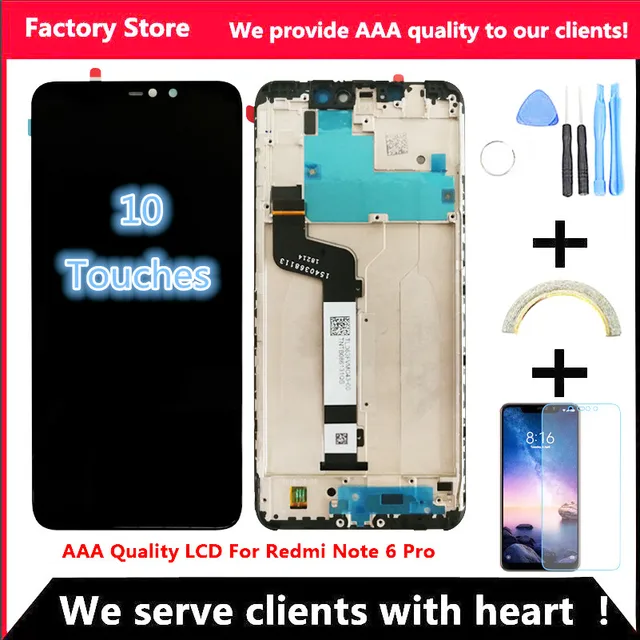10 Touch Tested AAA Quality LCD Frame For Xiaomi Redmi Note 6 Pro LCD Display Screen 10-Touch Tested AAA Quality LCD+Frame For Xiaomi Redmi Note 6 Pro LCD Display Screen Replacement For Redmi Note 6 Pro LCD