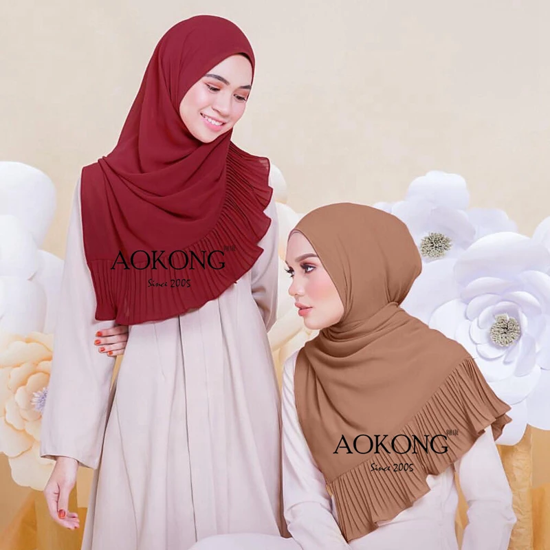 

10pcs/lot mixed solid plain ruffle chiffon hijab scarf fashion maxi pleated chiffon shawls soft muslim islamic scarves