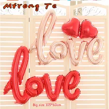 Mtrong Te LOVE Letter Foil Balloons Anniversary Wedding Valentines Party Decoration Balloon Red rose gold love balloons