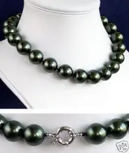 lady’s women’s jewelry silver Rare Huge 16mm South Sea Black Shell Pearl Necklace AAA+